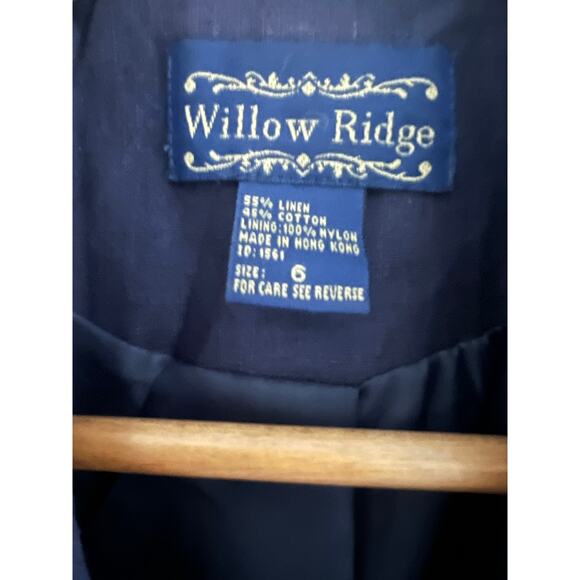 Vintage Willow Ridge Linen Cotton Women's One Button Blazer Blue Size 6 JL - Picture 4 of 7